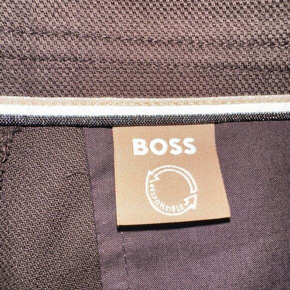 HUGO BOSS Womens Tapika Ankle Trousers Size 12 Dark Brown Stretch Cotton - Picture 8 of 16